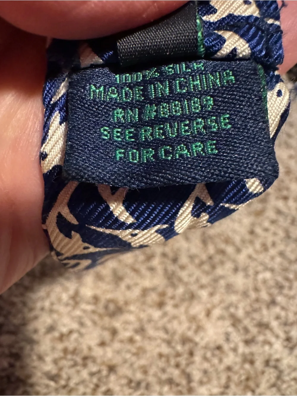 Lilly Pulitzer Silk Navy and White Dolphin D-Ring Fabric Belt - XL (50”)